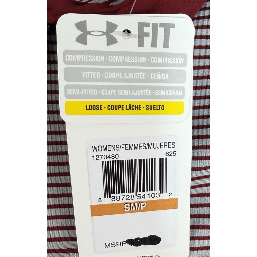 New Under Armour Women's HeatGear Zinger Striped Golf Shirt Small Polo S Maroon - Picture 4 of 11